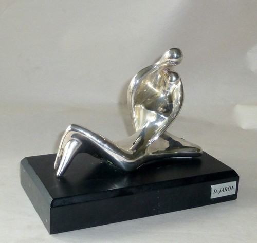 Devora Jaron Sterling Silver wood mounted 6.5" Art Sculpture - Lovers at Peace - Picture 7 of 8