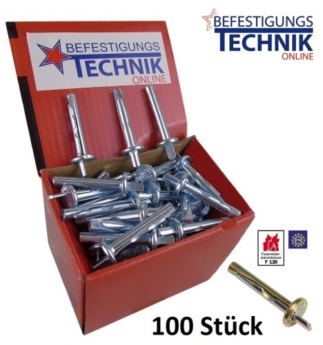 100 Deckennägel 6x40mm Deckendübel Deckenanker ETA-1 Zulassung Brandschutzklasse - Bild 1 von 1