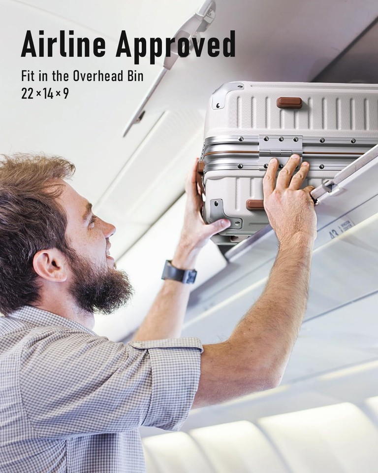 Carry on Luggage Airline Approved, Aluminum Frame Hard Shell Suitcases