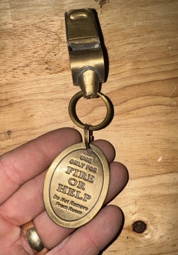 Hotel Fire Chief Whistle Firefighter Fireman Patina Motel Department SOLID BRASS - Picture 7 of 12