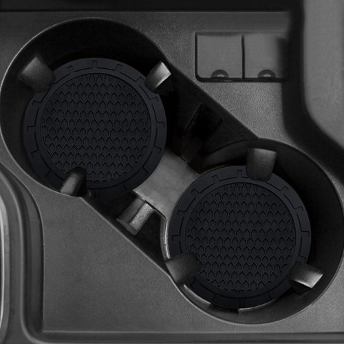 2x Black Rubber Cup Holder Non-slip Pads For Car Interior Cup Holder Accessories - Imagen 1 de 10