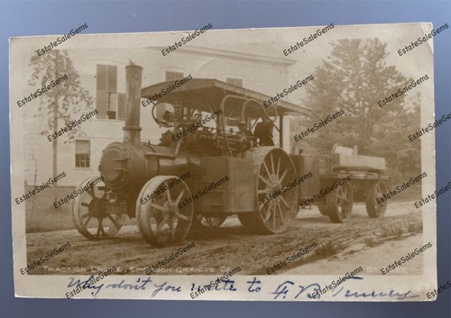 1906 RPPC Traction Engine Emerson Granite Co Newark NJ? Real Photo Postcard