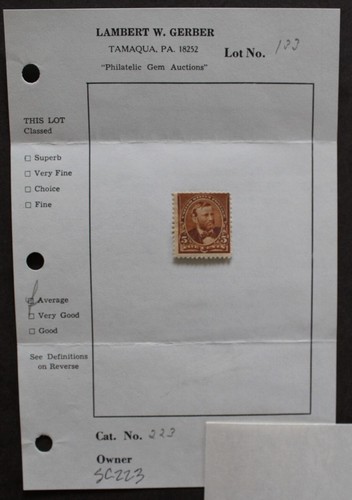 Scott 223, 5 cent Grant, Brown Hinged. - Picture 2 of 2