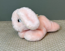 VINTAGE PINK FLOPPY EAR PUPPY PLUSH STUFFED ANIMAL SLEEPING RATTLE TOY EDEN