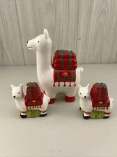 RARE Transpac Dolomite Christmas LLama Alpaca Salt & Pepper, Canister **READ**