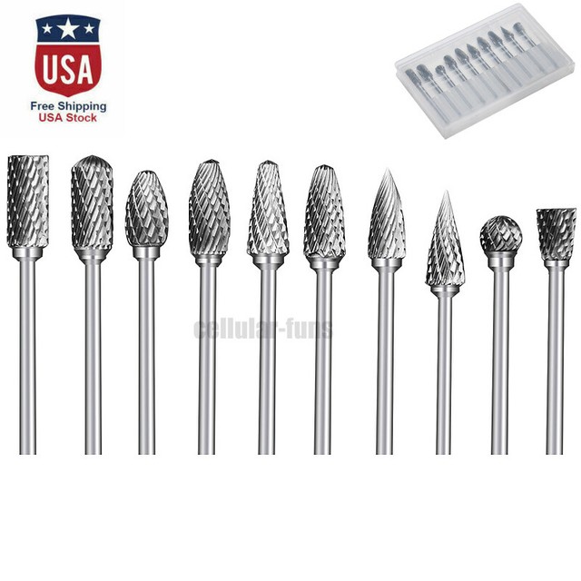 10PCS 3*6mm Tungsten Head Carbide Burrs for Rotary Drill Die Grinder Carving Bit