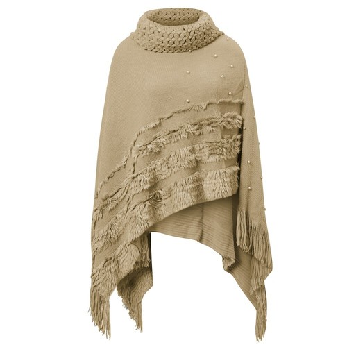 Women Irregular Shawl Cloak Hooded Poncho Sweater Jacket Knitted Tassel Top - Picture 14 of 14