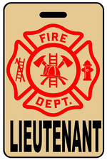 Personalized Lo-Viz Tan Lieutenant Firefighter Cross Luggage/Gear Bag Tag