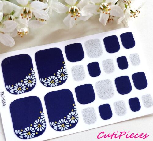 Arte en uñas con brillo arcos margarita manchas punta de uñas cubierta completa esmalte de pies pegatinas - Imagen 13 de 22