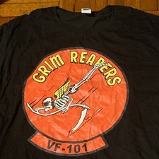 US Navy VF-101 Grim Reapers F-14 Tomcat official aircrew Black T-shirt 2XL