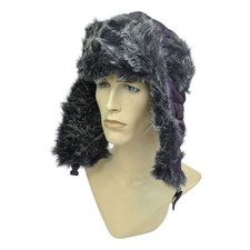 Aviator Purple Faux Fur Blank Solid Winter Hat Cap Ear Flap Pilot Ski