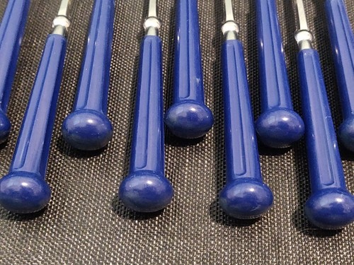25 Vintage Pcs Oxford Hall Stainless Steel BLUE Plastic Silverware Utensils - Picture 2 of 9