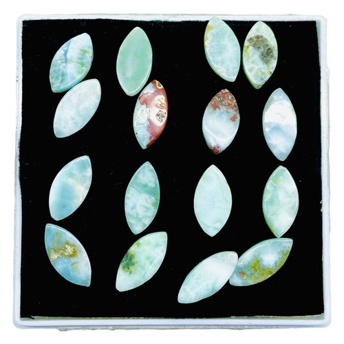 16 Pcs Natural Larimar 18-19.8mm Marquise Loose Cabochon Untreated Gemstones Lot - Picture 7 of 13