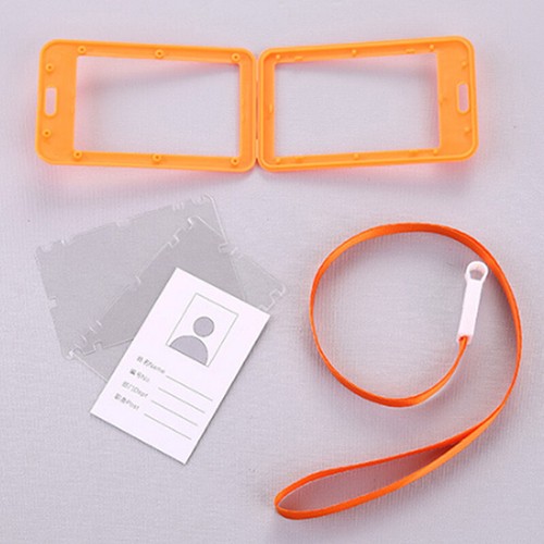 ID Badge Holder with Double-Sided Windows Plastic Vertical ID Card Holder Cover - Bild 3 von 32