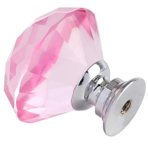 12 Pcs 30mm Diamond Shape Crystal Glass Cabinet Knobs with Screws Drawer Pink - Picture 4 of 7
