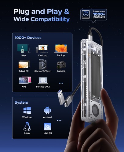 ORICO USB4 40Gbps Thunderbolt 3 NVME PCIE M.2 SSD Gehäuse Aluminium Typ C Case - Bild 6 von 8