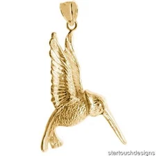 New 14k Yellow Gold Hummingbird Pendant