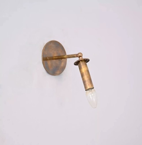 Brass Cylinder Wall Sconce - Italian Brass Sconces - Italian Light - Mid Century - Picture 3 of 9
