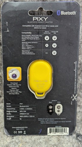 Pixy Selfie Bluetooth Remote Control Camera Shutter For IOS - Phone Android - Photo 5 sur 8