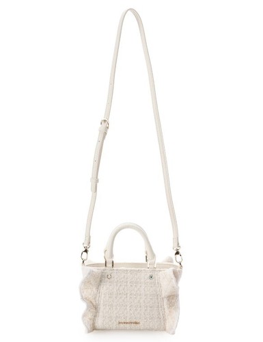 Samantha Vega Tweed frills Mini White 2Way Handbag Shoulder bag frill NEW Gift - Picture 7 of 19