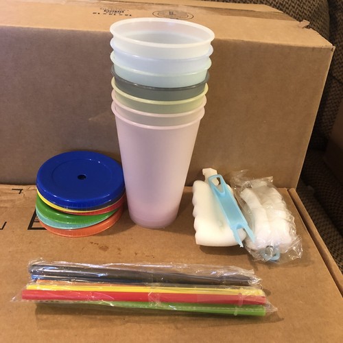 Reusable Cold Cups With Straws & Lids 16oz 9 Pack BPA Free - Picture 3 of 11