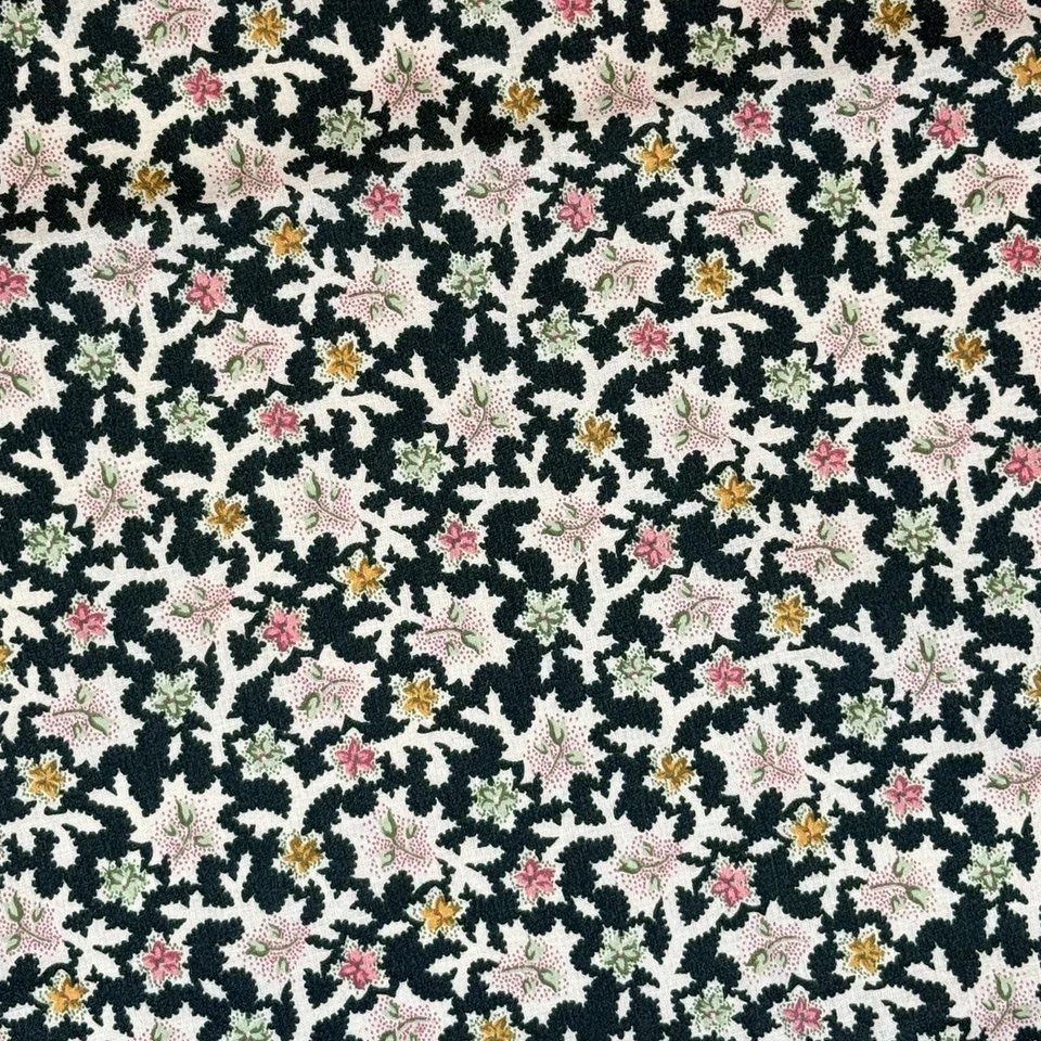Tela Floral De Colección Pequeñas Flores Natural Oro Rosa sobre Cazador Verde Algodón 47"x44 Foto 3 de 4