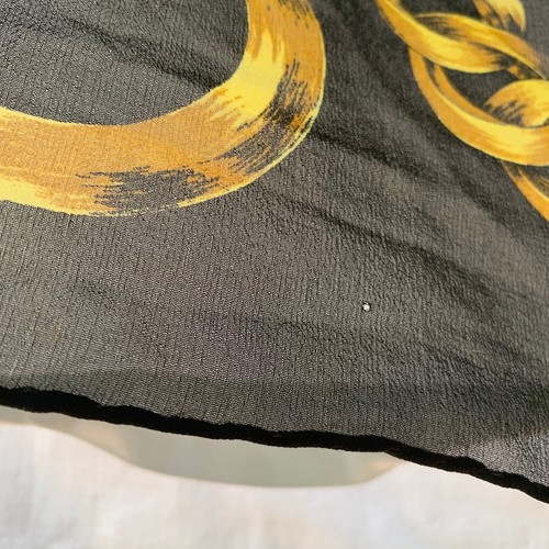 RENA LANGE Bulldog Gold Chain Cross Silk Scarf 55" Square SEE NOTE - Picture 4 of 8