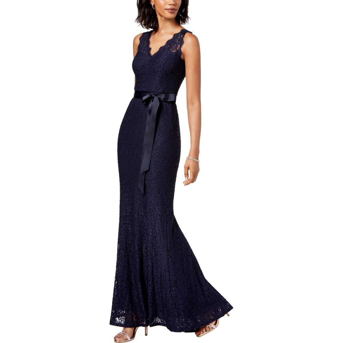 Женское темно-синее кружевное вечернее платье без рукавов Adrianna Papell 6 BHFO 1426