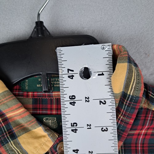 Camicia Orvis flanella uomo media gialla rossa a quadri con bottoni outdoor casual - Foto 6 di 12