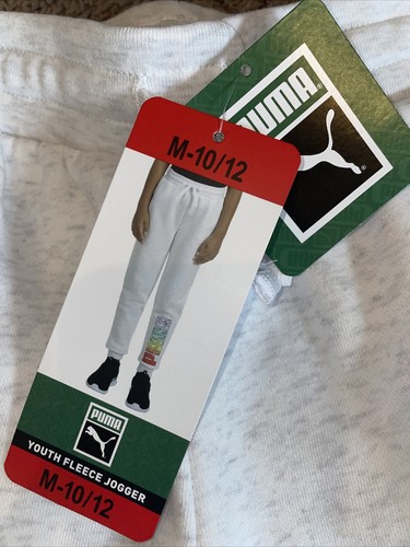 NWT Girl's Puma White Heather Joggers Pants Size Youth Medium 10 - 12 - Picture 8 of 8