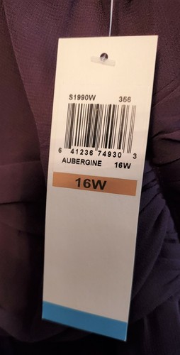 Vestido Ivy & Blu Púrpura Oscuro Sobrepelliz Cuello Volantes Talla Grande 16W Nuevo con etiquetas $218 - Imagen 13 de 15