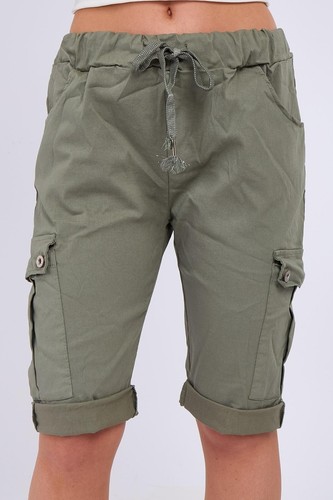 Womens Ladies Cotton Knee Length Summer Combat Cargo Casual Pant Magic Shorts - Picture 43 of 75