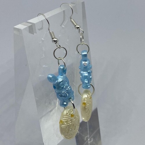 Pastel Easter egg earrings , 6 - 9.5cm long. Bunny,  Kitsch fun / necklace - Picture 56 of 70