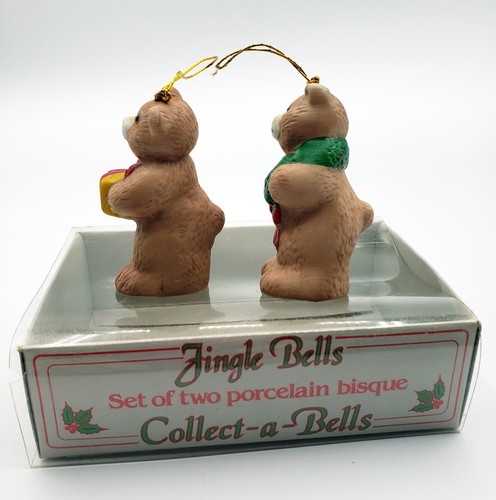 Vintage Christmas Ornaments Bears Porcelain Bisque Jingle Bell Taiwan 2.5 - Picture 2 of 8