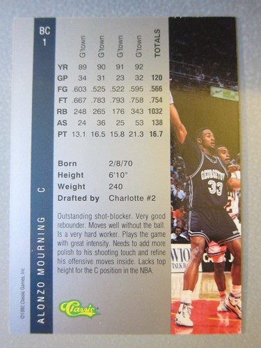 Classic Four Sport BC 1992 #BC1 Alonzo Lutto RC - Foto 2 di 2