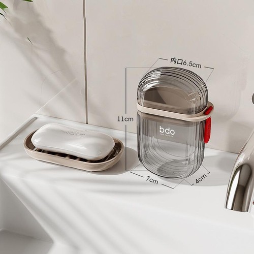 Portable Travel Soap Box with Sealed Lid Design - White+Transparent gray,1 piece - Picture 7 of 8