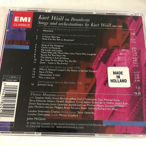 Kurt Weill am Broadway EMI Klassiker CD Versand am selben Tag - Bild 2 von 2