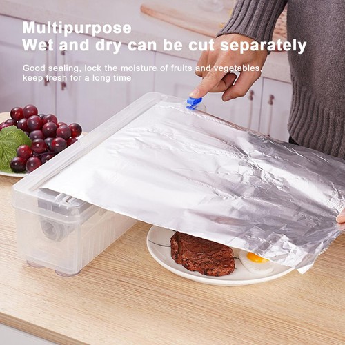Cling Film Foil Cutter Dispenser Refillable Saran Wrap Holder Food Wrap Storage - Picture 11 of 12