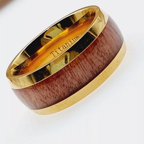 Hawaiian Koa Wood Titanium Ring - Men's Wedding Band & Proposal Ring - Picture 3 of 10