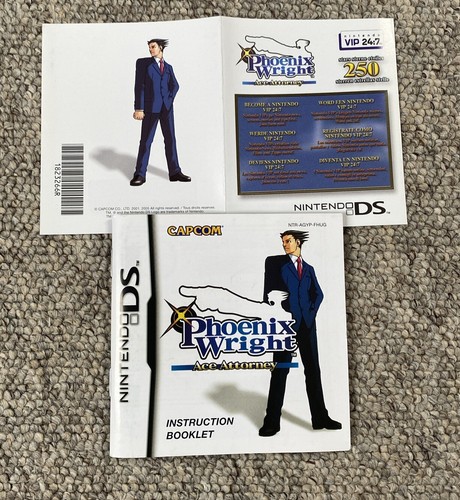Phoenix Wright Ace Attorney Nintendo DS **Manual + Insert Only**