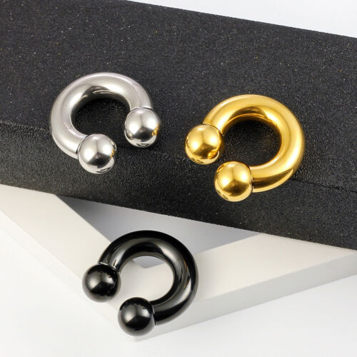 8G-00G Large Gauge Steel Horseshoe Circular Barbell Septum Nose Ring Piercing AU - Picture 7 of 17