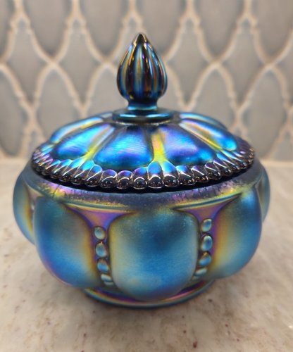 Fenton Glas Favrene Schale Landmark Collection 2005 Kobalt irisierend Melone - Bild 2 von 23