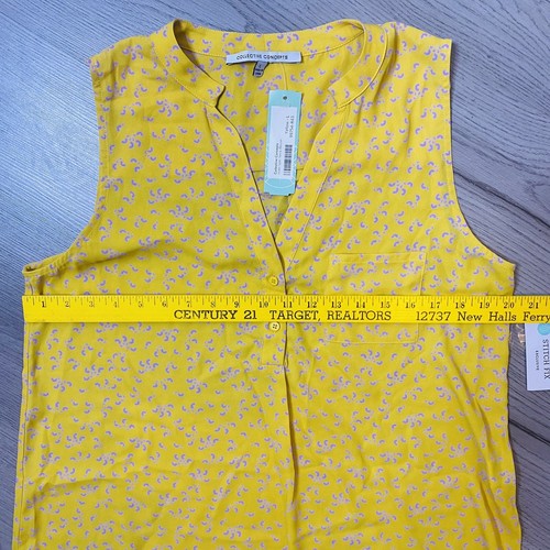 Stitch Fix Collective Concepts Top Gr. L Split Neck Bluse ärmellos hoher niedriger Saum - Bild 5 von 9