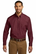 Port Authority Men's Long Sleeve Pocket Carefree Poplin Button Down Shirt W100