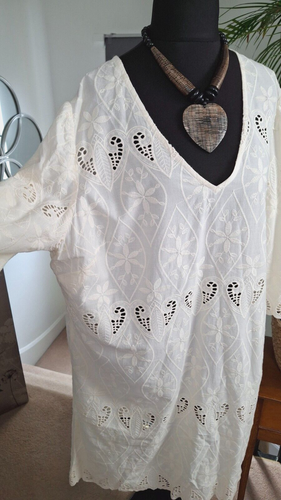 LADIES Cotton burnout shift dress PLUS size XL 20 22 24 BOHO summer Cool fancy - Picture 5 of 10