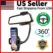 Universal 360° Car Rearview Mirror Mount Stand Holder Cradle For Cell Phone GPS