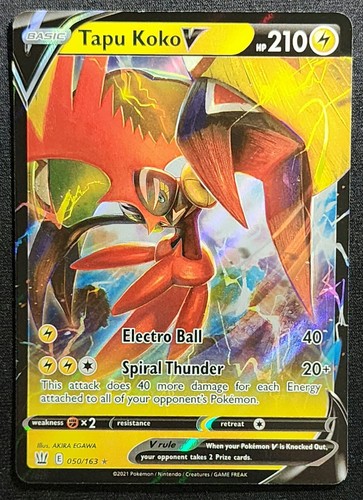 Tapu koko V 050/163 2021 Battle Styles Ultra Rare Pokemon Card