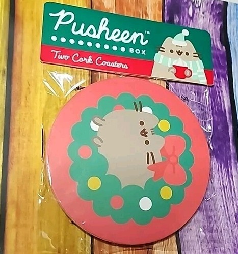 2023 Pusheen Winter Box Exclusive Two Cork Coasters - Picture 1 of 2