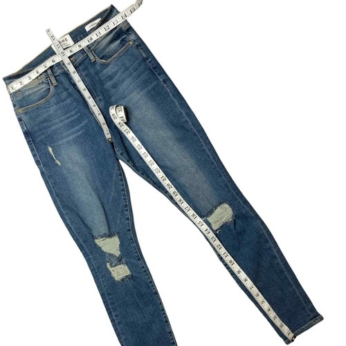 Frame Denim Le High Skinny Jeans in Navy Yard Distressed Stretch - Picture 6 of 7