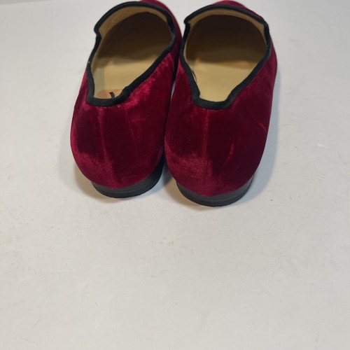 Cole Haan Sabrina Red Velvet Smoking Loafers Flats Black Piping Women's 87B - Picture 4 of 6